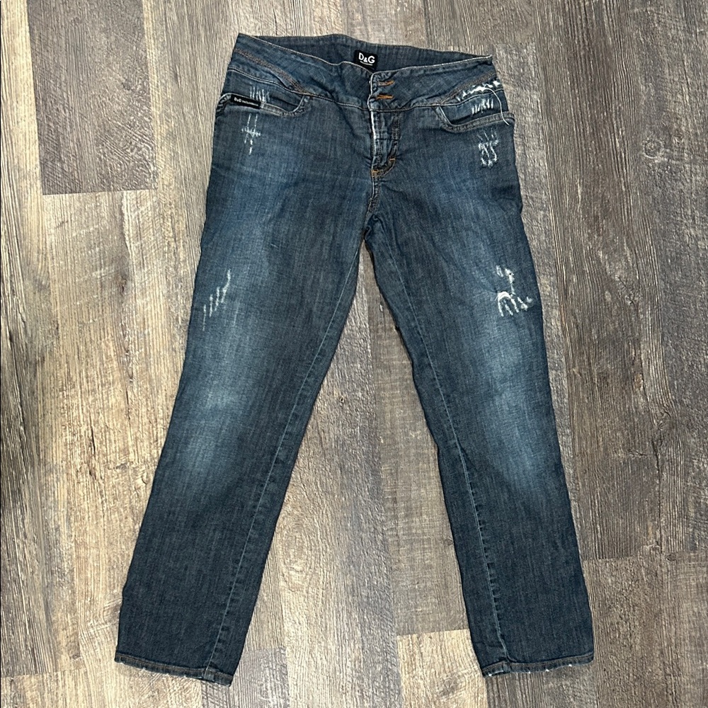 Dolce & Gabbana Distressed Dark Blue Jeans